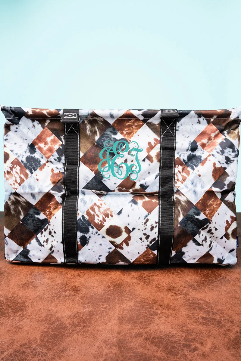 Patchwork Patsy Collapsible Double Haul-It-All Basket with Mesh Pockets and Lid