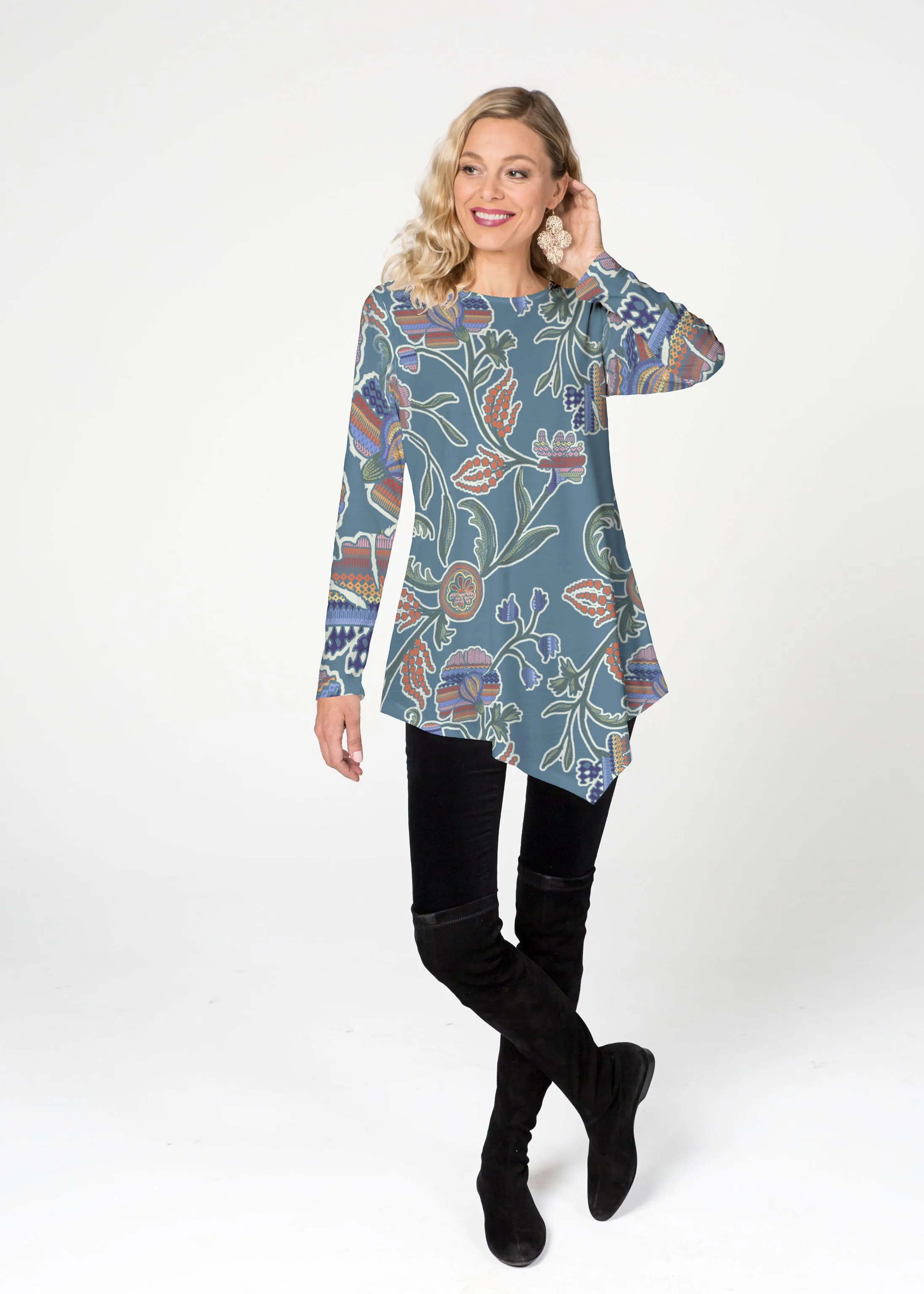 Patterns at Play Blue (7827) ~ Asymmetrical French Terry Tunic