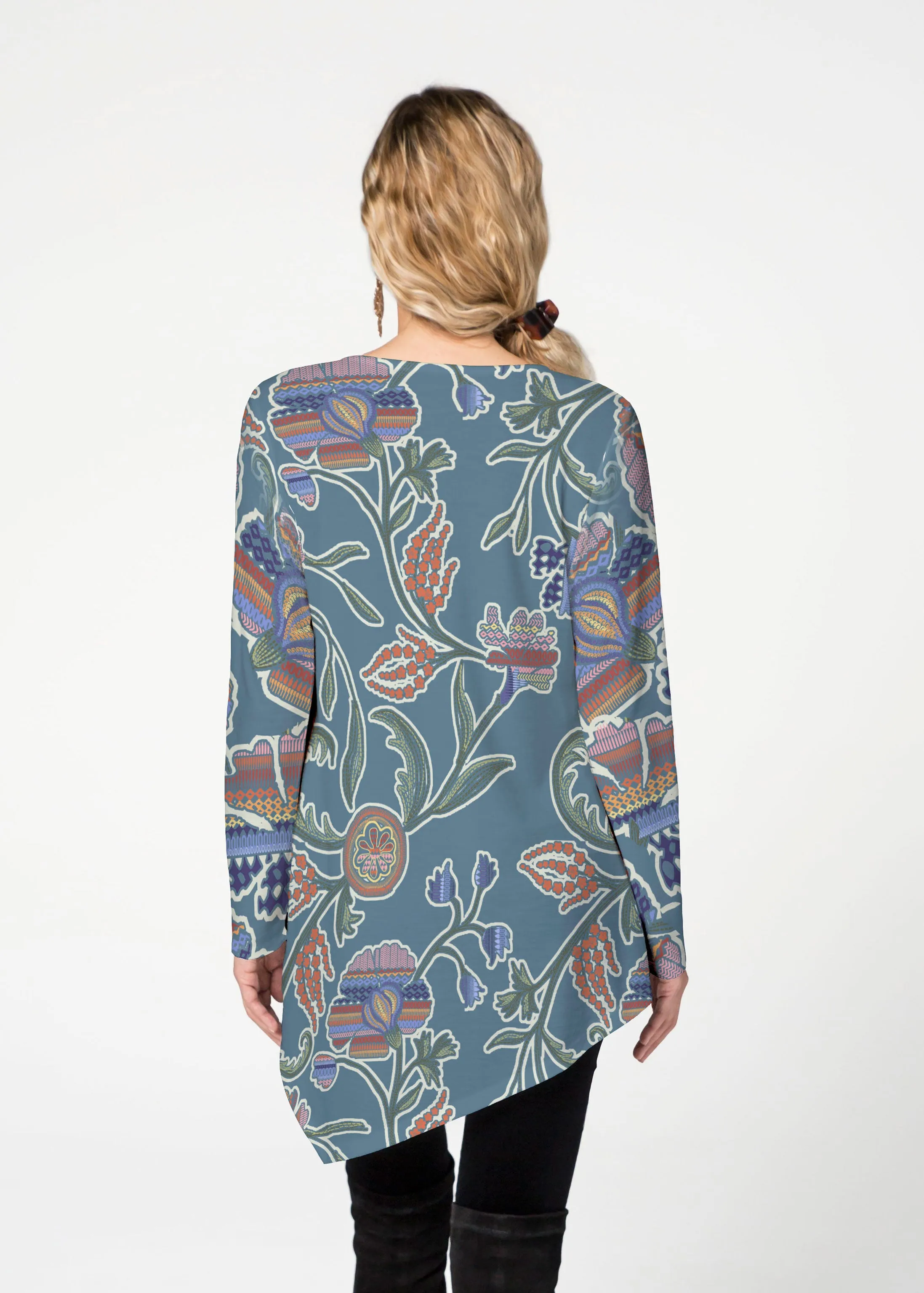 Patterns at Play Blue (7827) ~ Asymmetrical French Terry Tunic