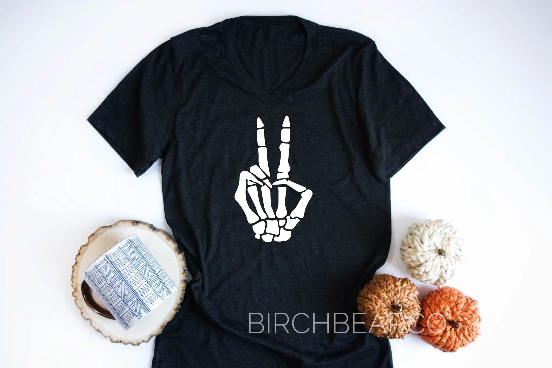 Peace Skeleton Shirt | Halloween Shirt | Unisex V Neck