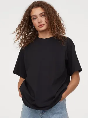 Peach Blossom Solid Oversized  T - Shirt