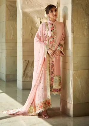 Peach chanderi patchwork kurta set