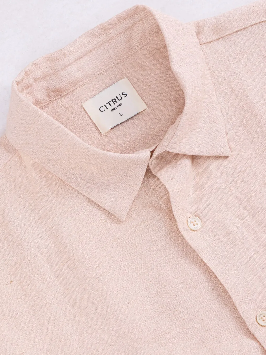 Peach Plain Full Sleeves Shirt
