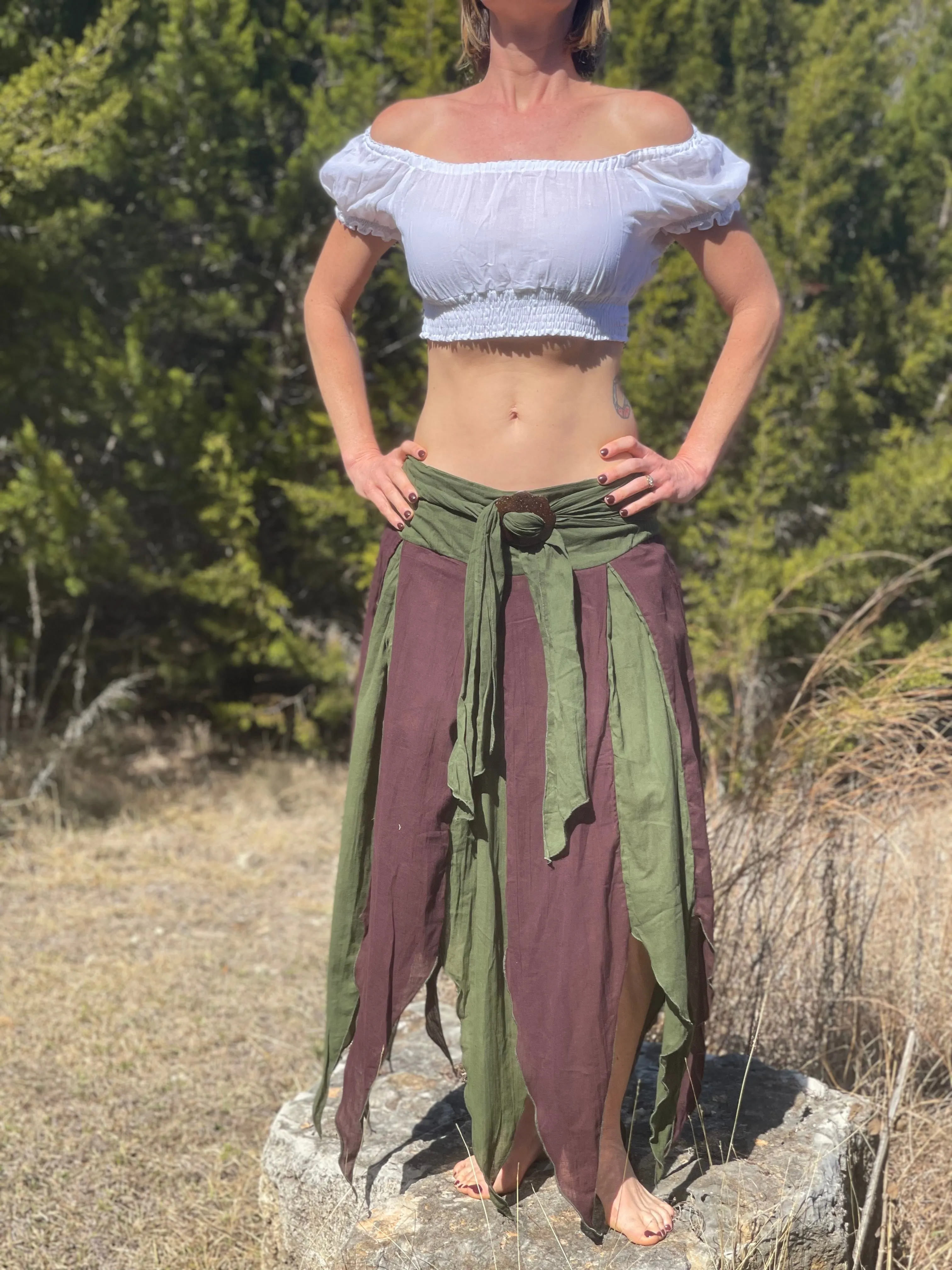 'Peasant Crop Top' Belly Showing Blouse - White