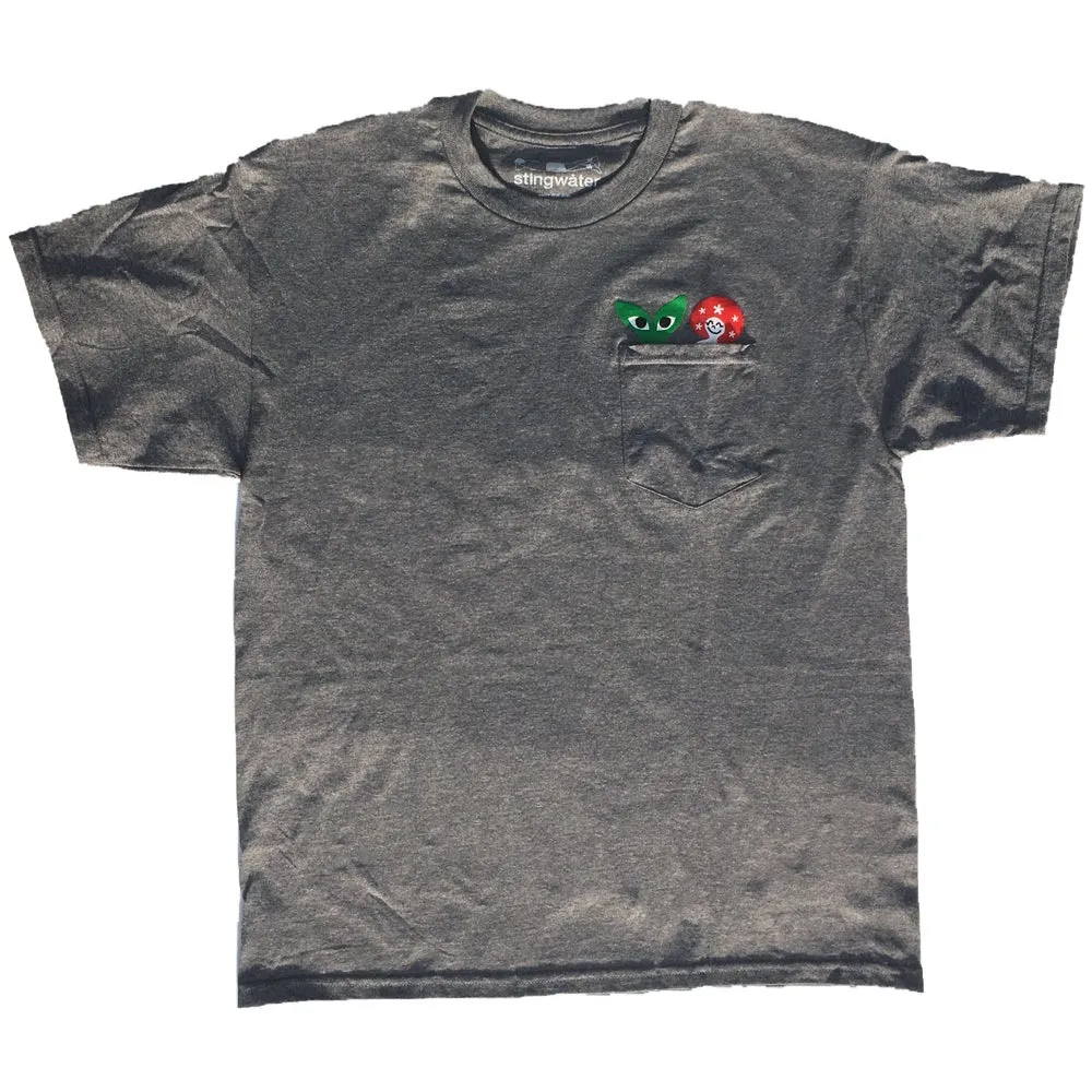 Peeking Aapi and Stargirl Pocket T-Shirt Dark Heather Gray