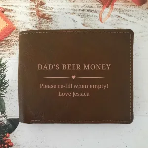 Personalised RFID Leather Wallet With Name & Message