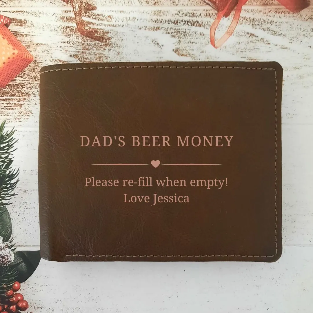 Personalised RFID Leather Wallet With Name & Message