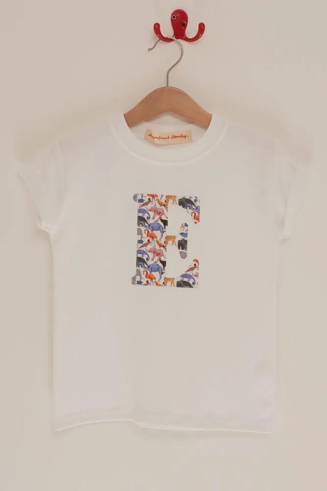 Personalised White T-Shirt in Queue for the Zoo Liberty Print