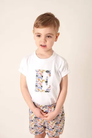 Personalised White T-Shirt in Queue for the Zoo Liberty Print