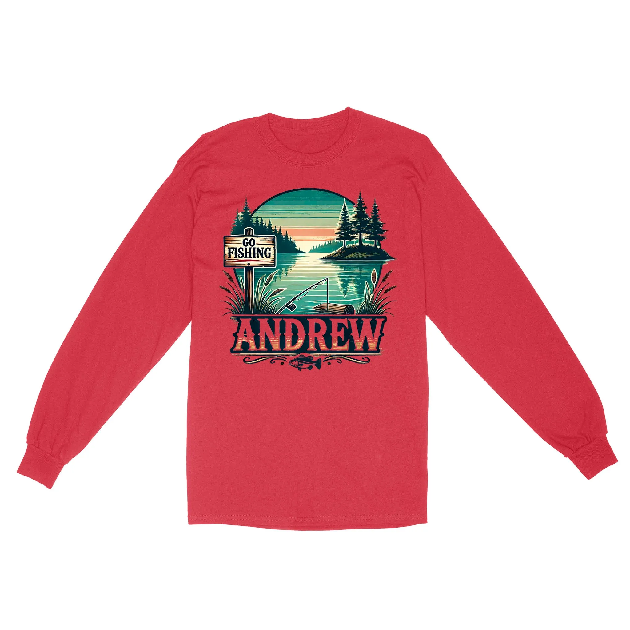 Personalized fishing shirt custom name Long Sleeve