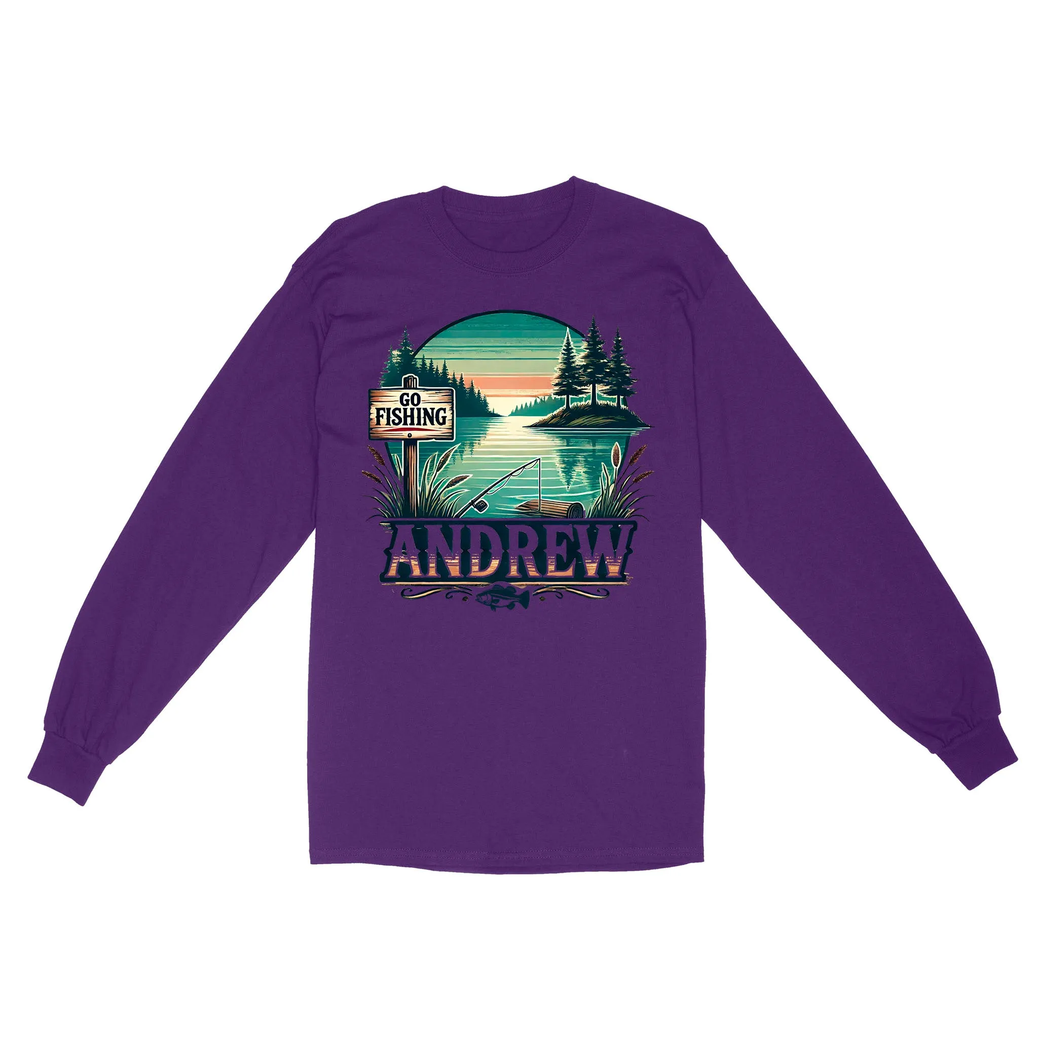 Personalized fishing shirt custom name Long Sleeve