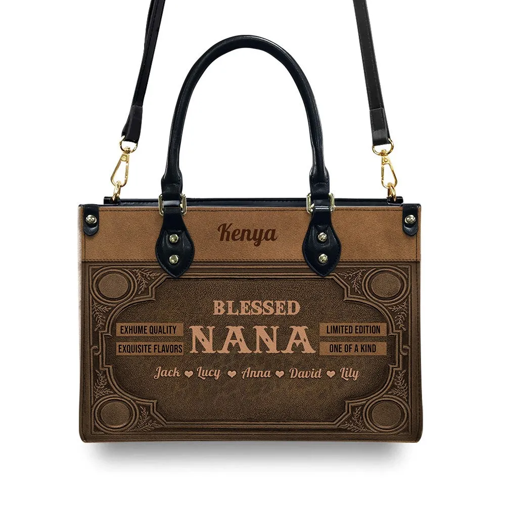 Personalized Leather Handbag - Customizable Blessed Nana Tote by CHRISTIANARTBAG CABLTHB01100424.
