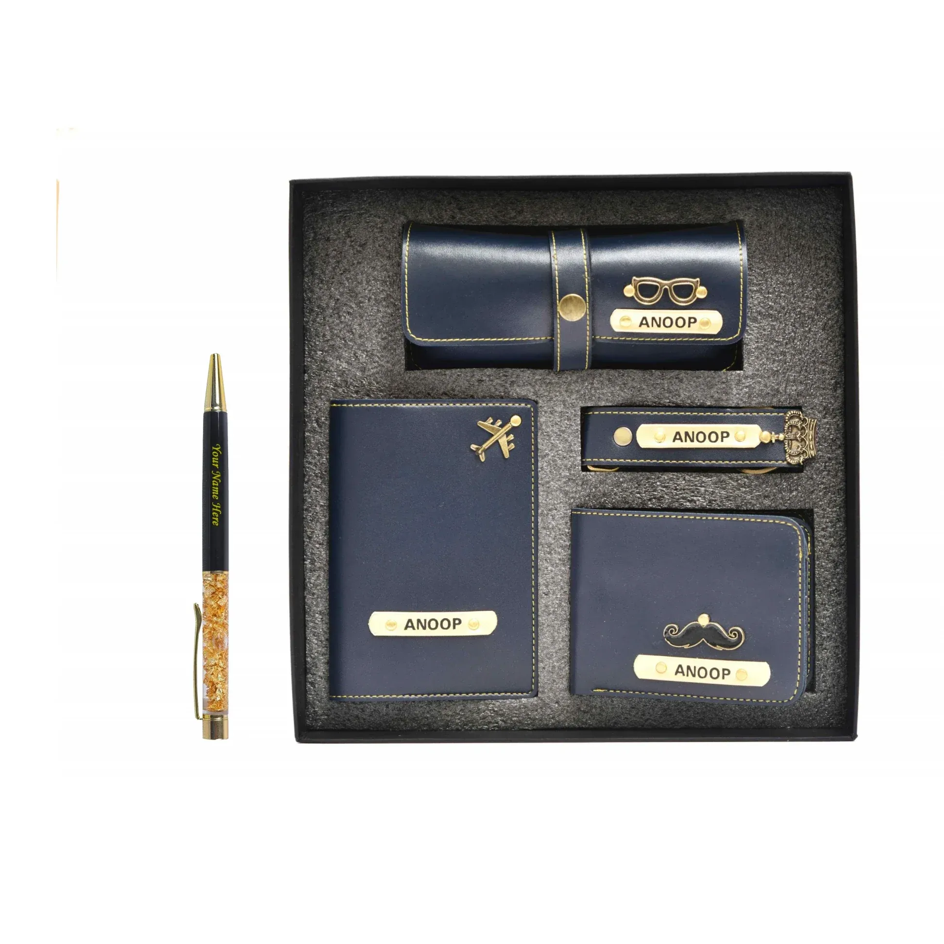 Personalized Pen & All in One Men's Combo (4 pcs) - Royal Blue