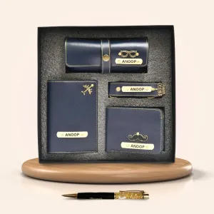 Personalized Pen & All in One Men's Combo (4 pcs) - Royal Blue