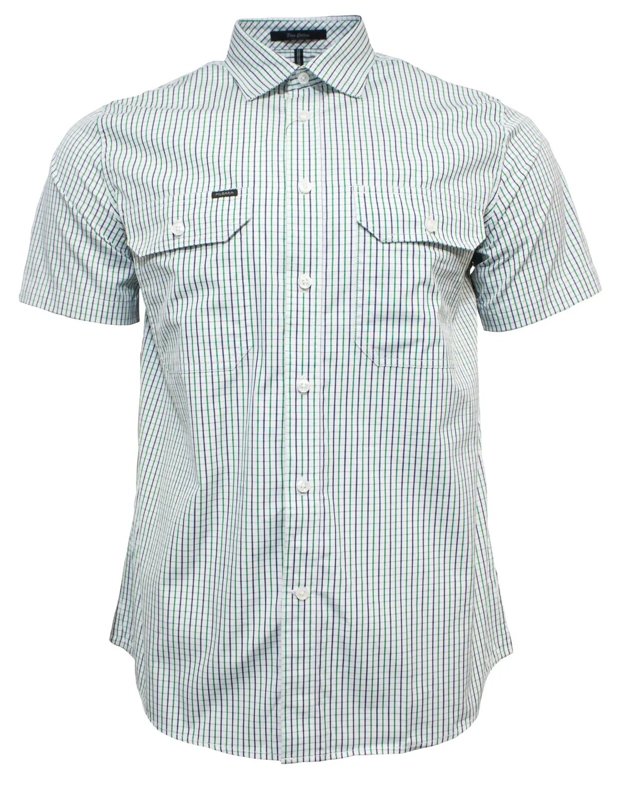 Pilbara Short Sleeve Check Double Pocket Shirt