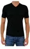 Pima Cotton Short Sleeve V- Neck T-Shirt - Black