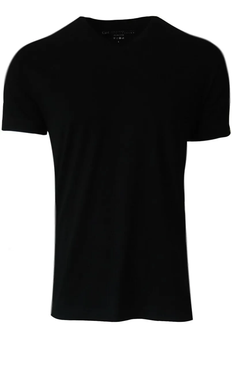 Pima Cotton Short Sleeve V- Neck T-Shirt - Black