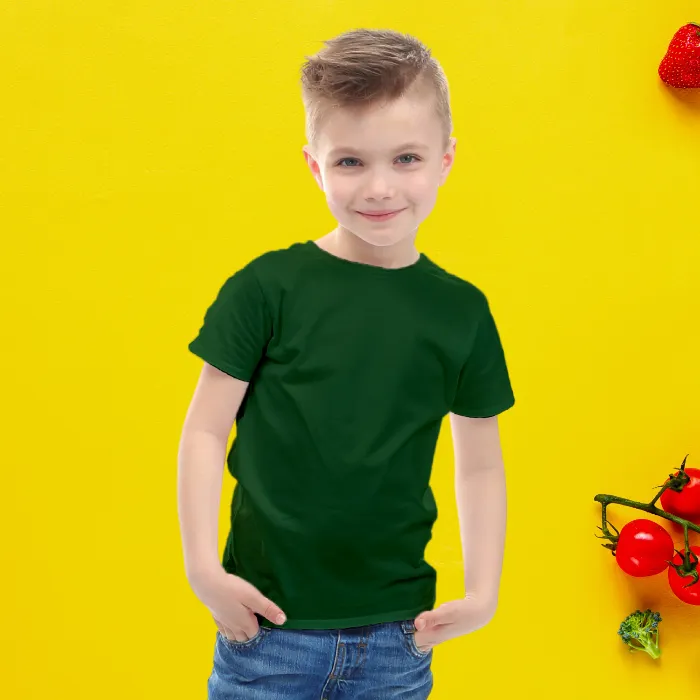 Plain Bottle Green T-Shirt for Kids