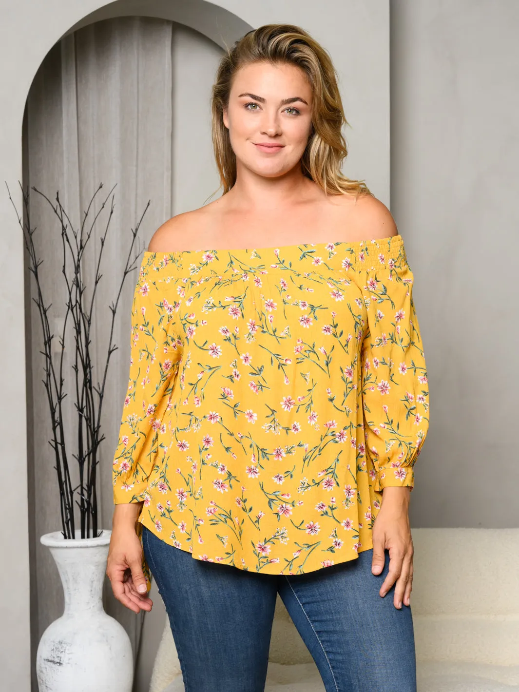 PLUS SIZE OFF SHOULDER TUNIC TOP