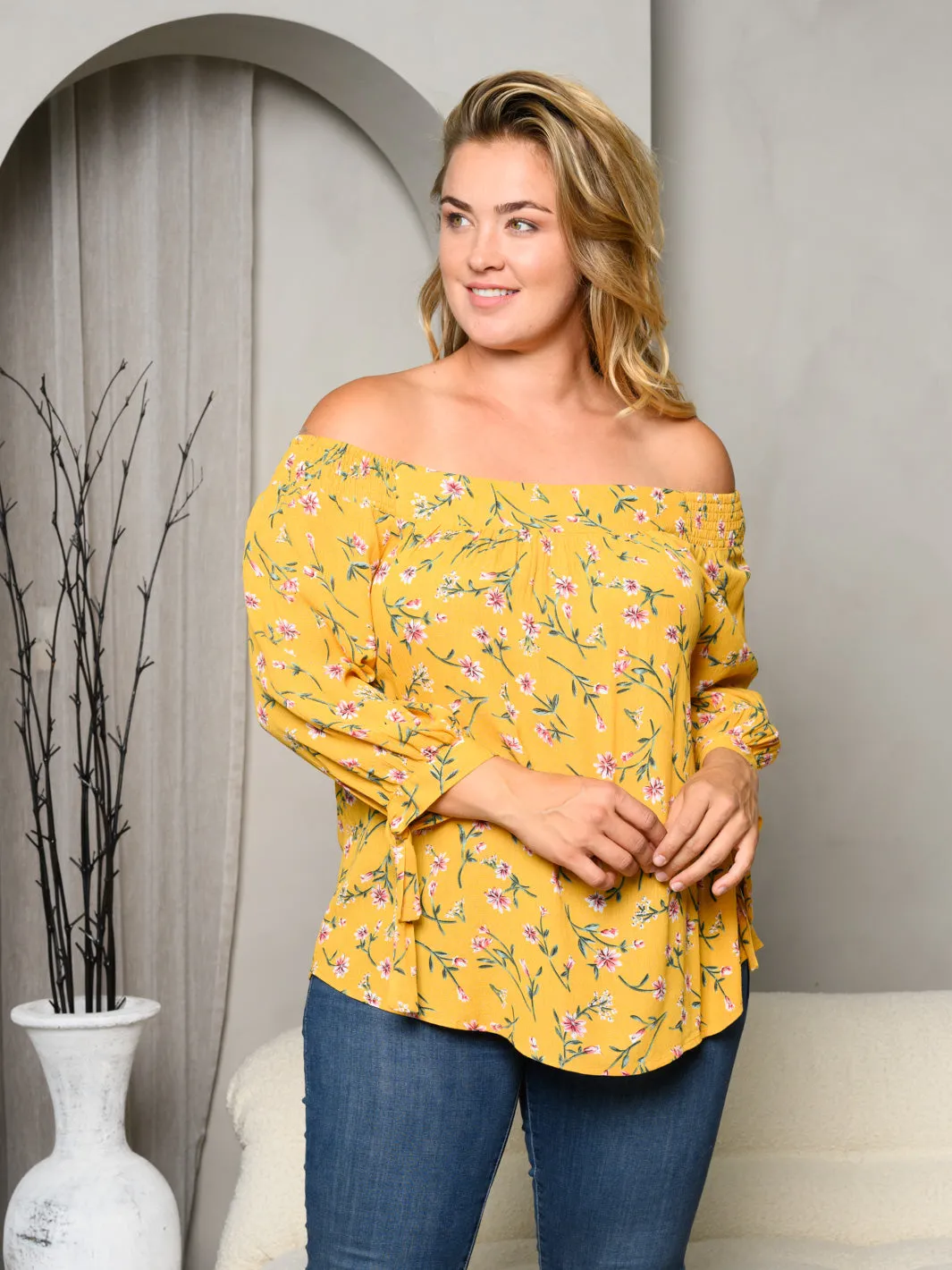 PLUS SIZE OFF SHOULDER TUNIC TOP