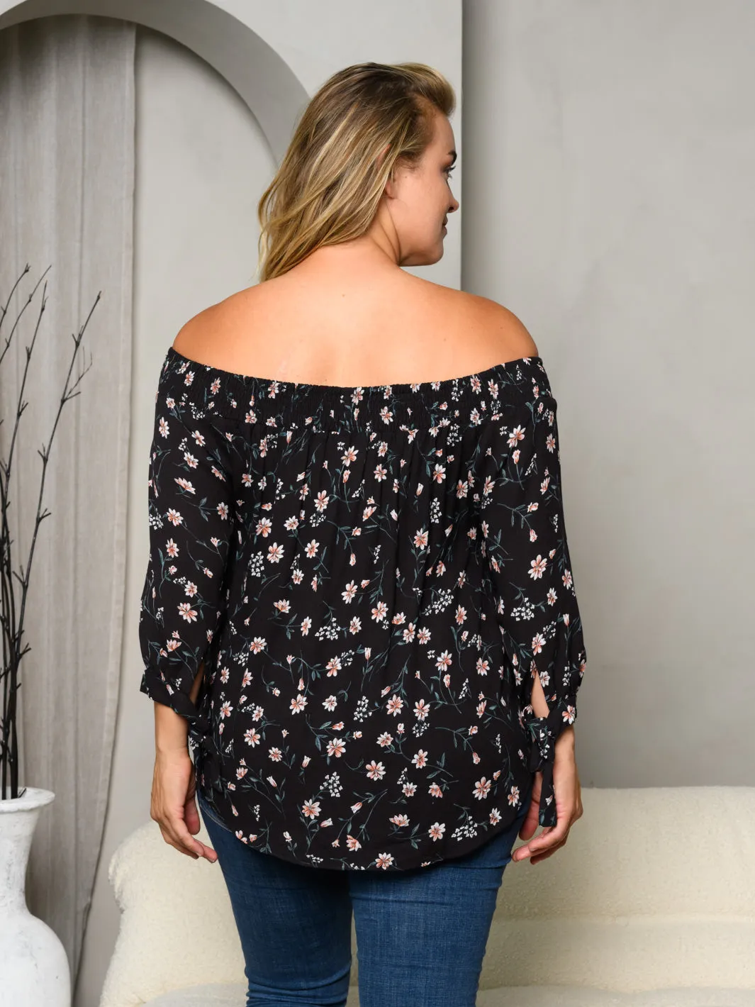 PLUS SIZE OFF SHOULDER TUNIC TOP