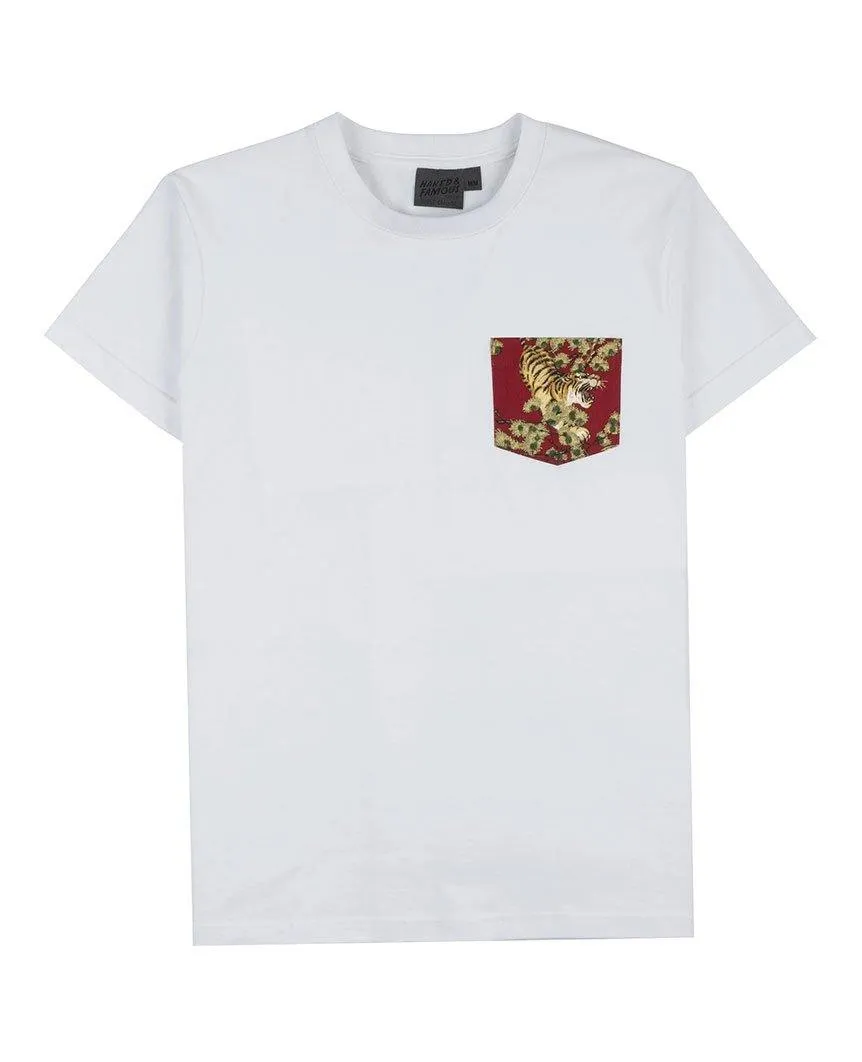 Pocket Tee - White - Japanese Tigers Red