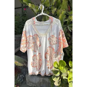 POL Floral patch hoodie short Top OFF WHITE