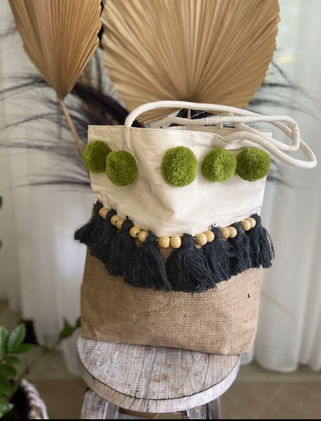 Pom Pom Bag Green