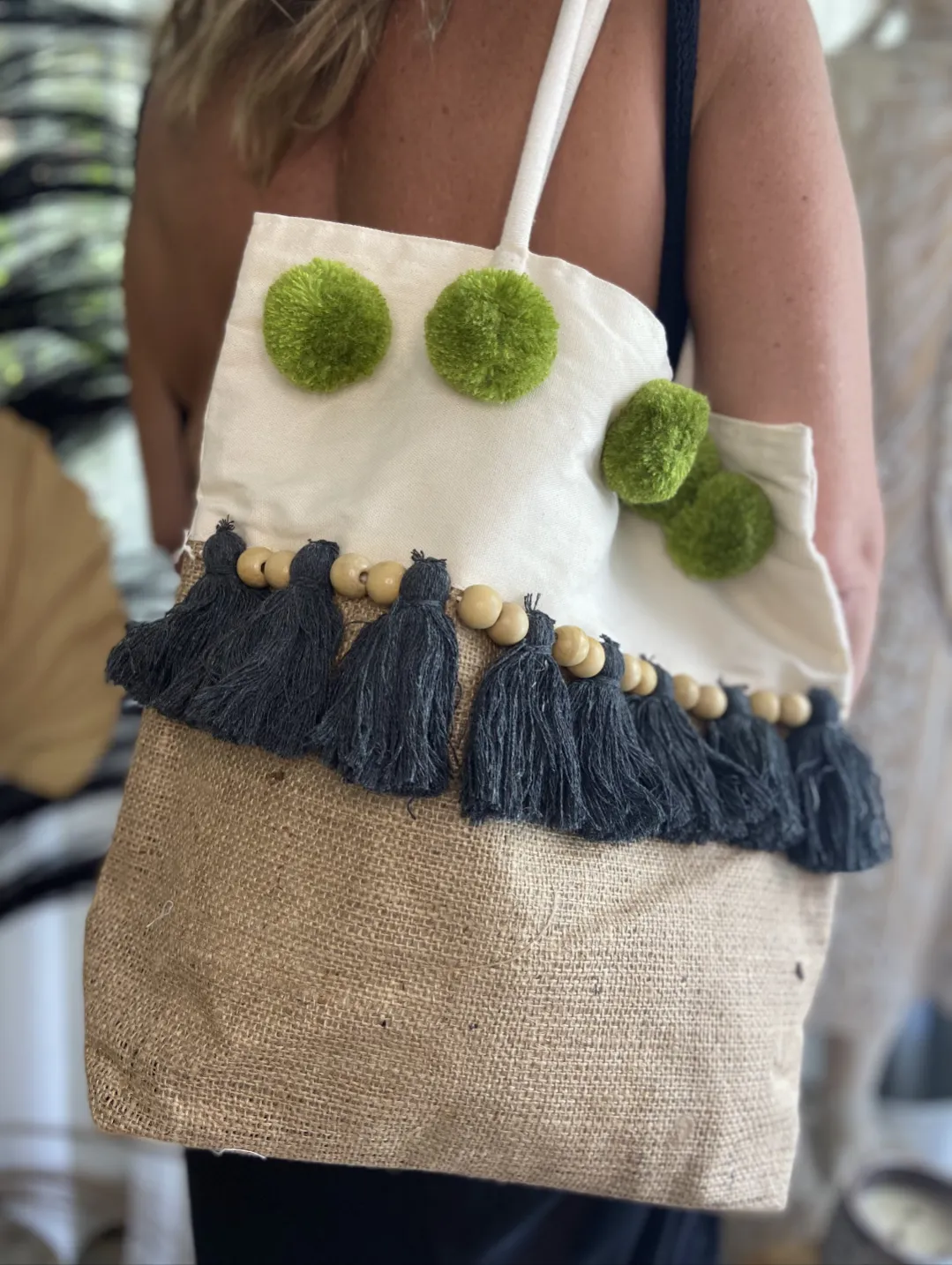 Pom Pom Bag Green