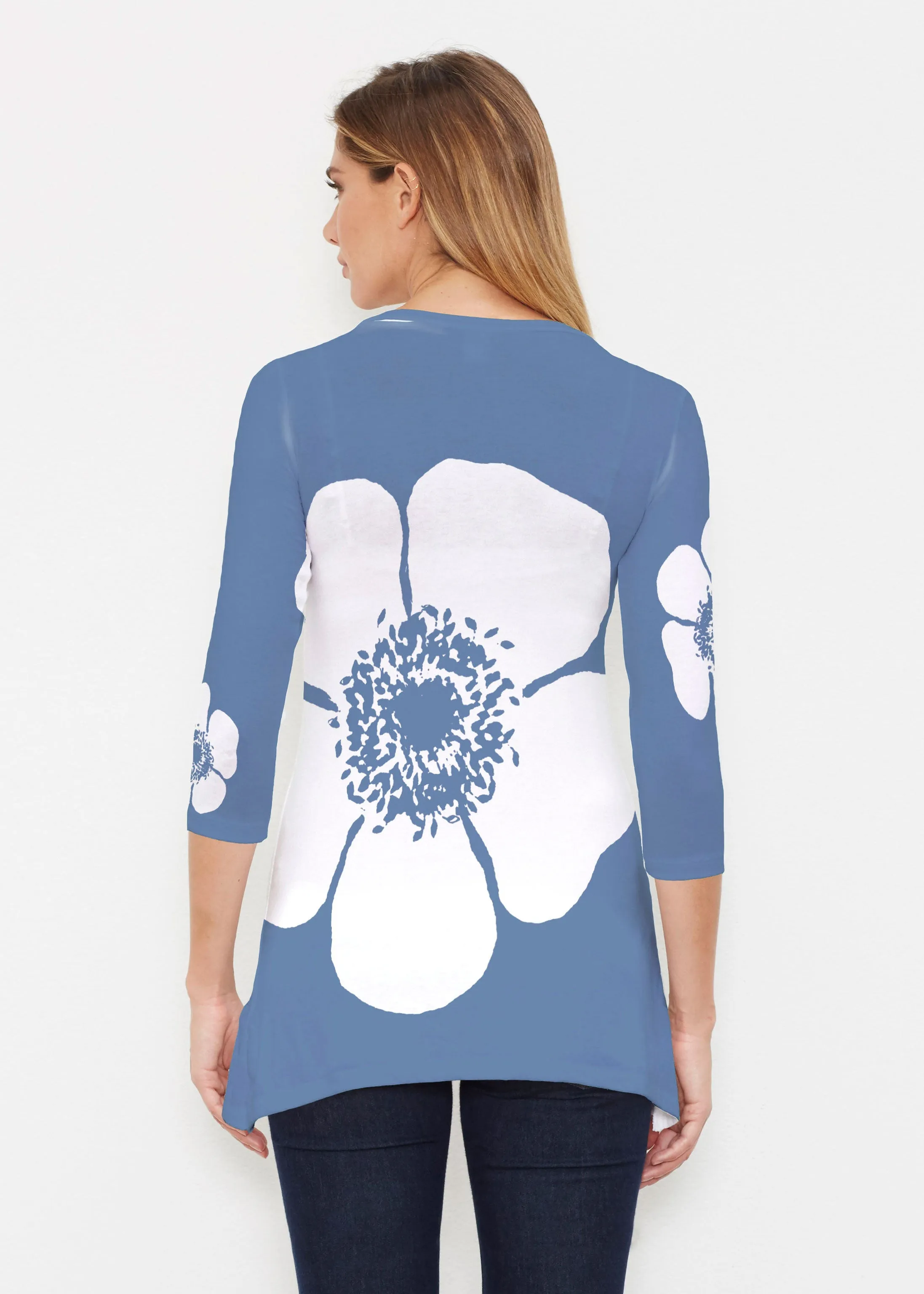 Poppy Navy (7013) ~ Buttersoft 3/4 Sleeve Tunic