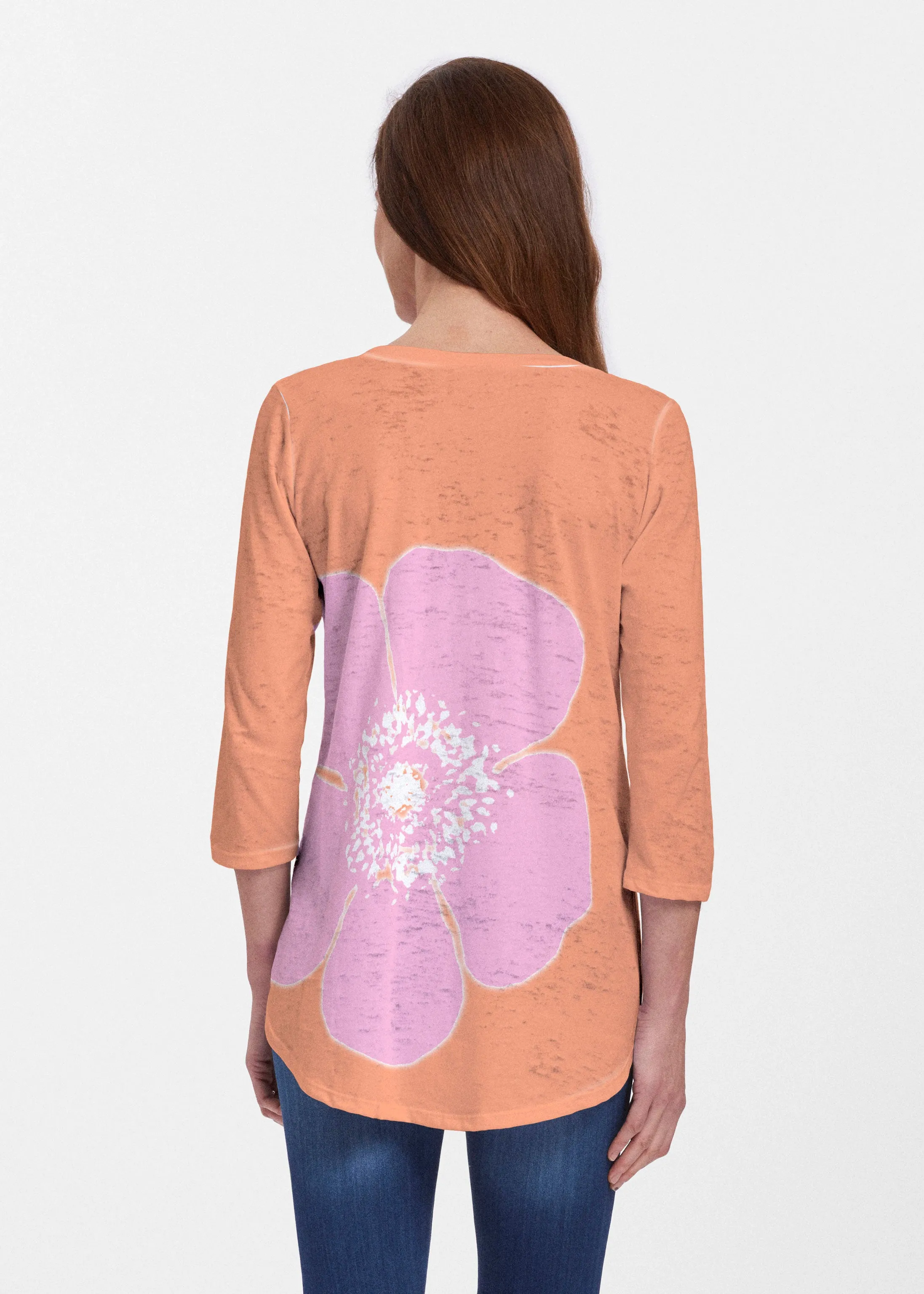 Poppy Orange-Pink (7108) ~ Signature V-neck Flowy Tunic