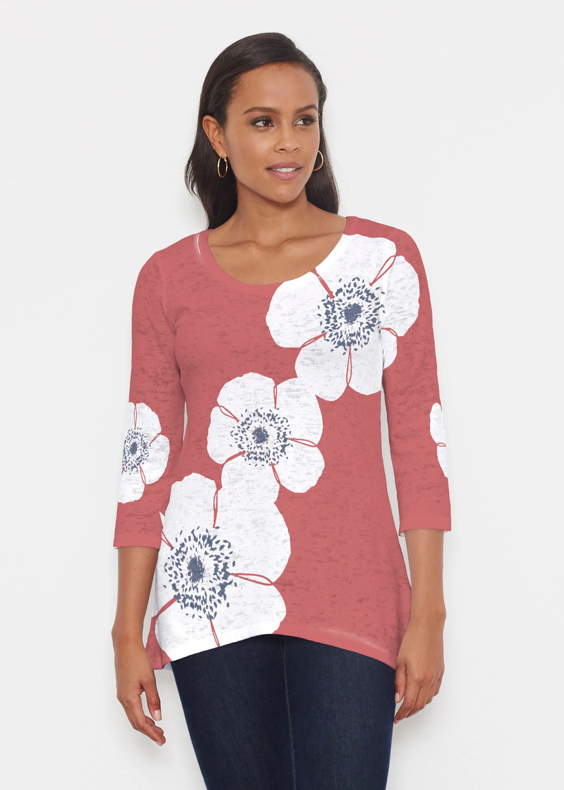 Poppy Red (7015) ~ Katherine Hi-Lo Thermal Tunic