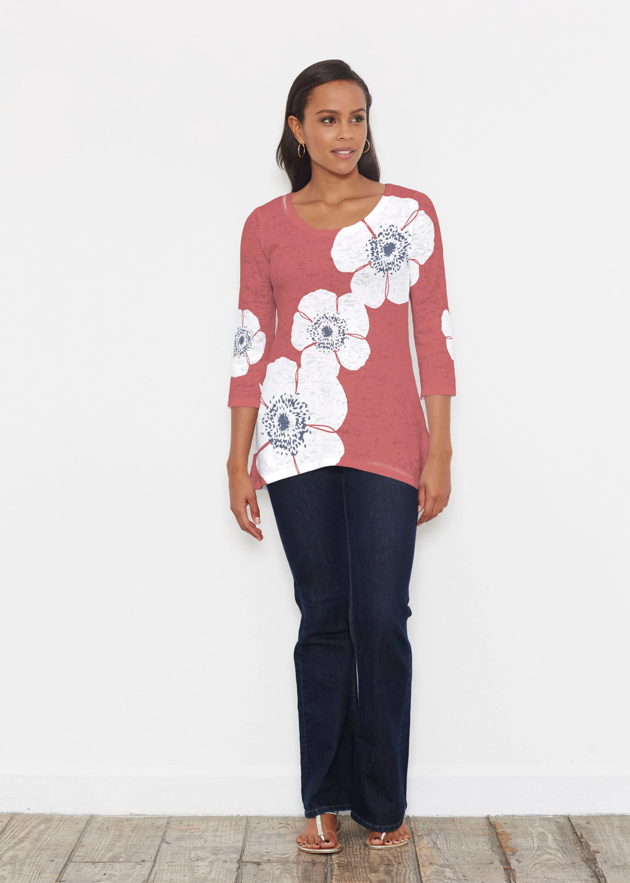 Poppy Red (7015) ~ Katherine Hi-Lo Thermal Tunic