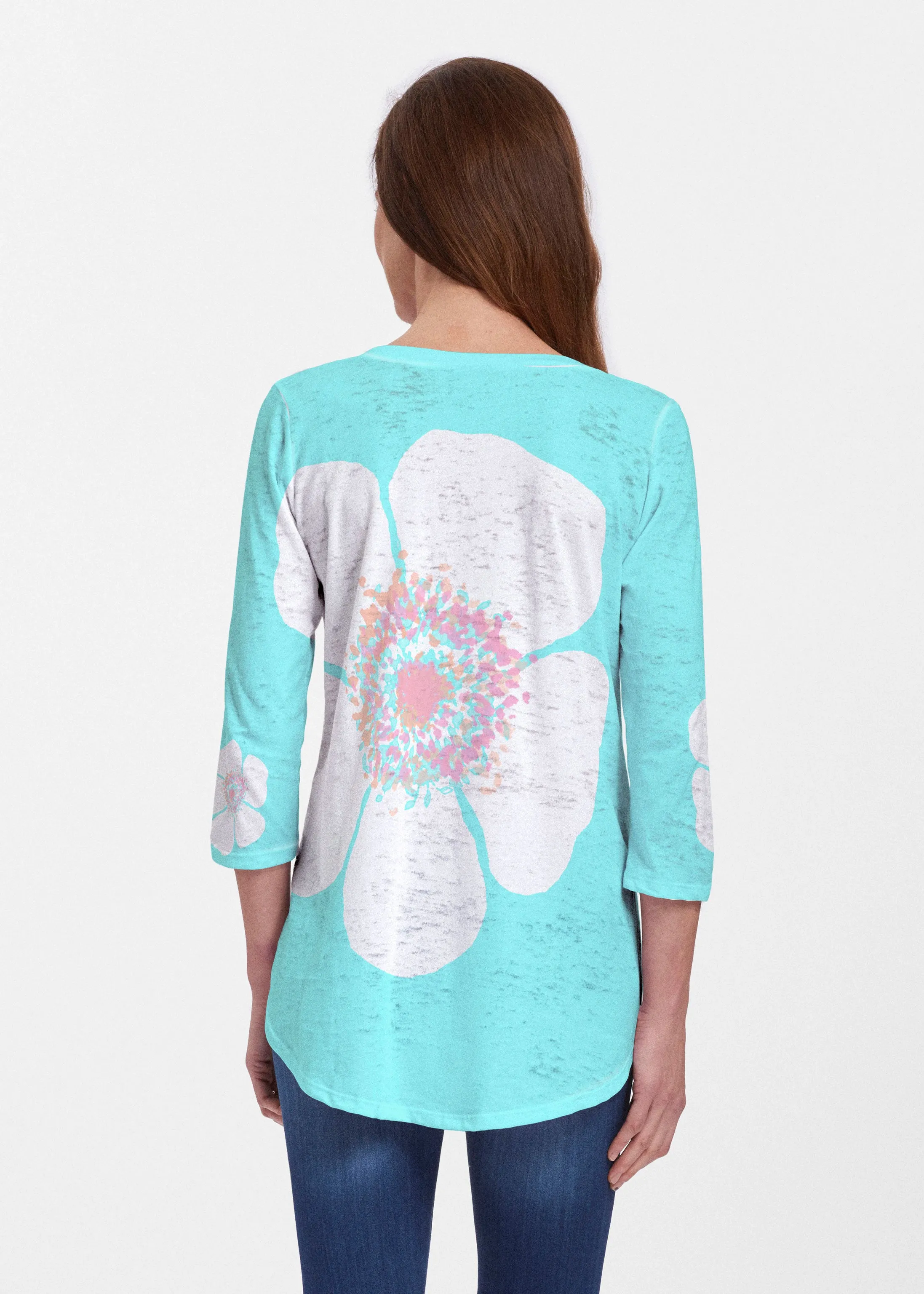 Poppy Seaglass Green (7107) ~ Signature V-neck Flowy Tunic