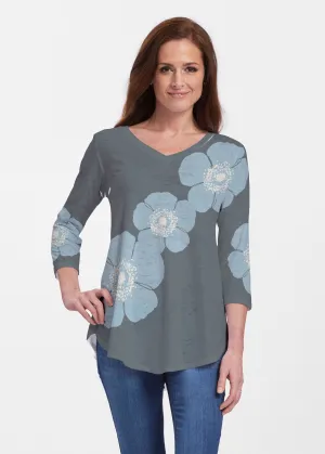 Poppy SteelBlue-Grey (7066) ~ Signature V-neck Flowy Tunic