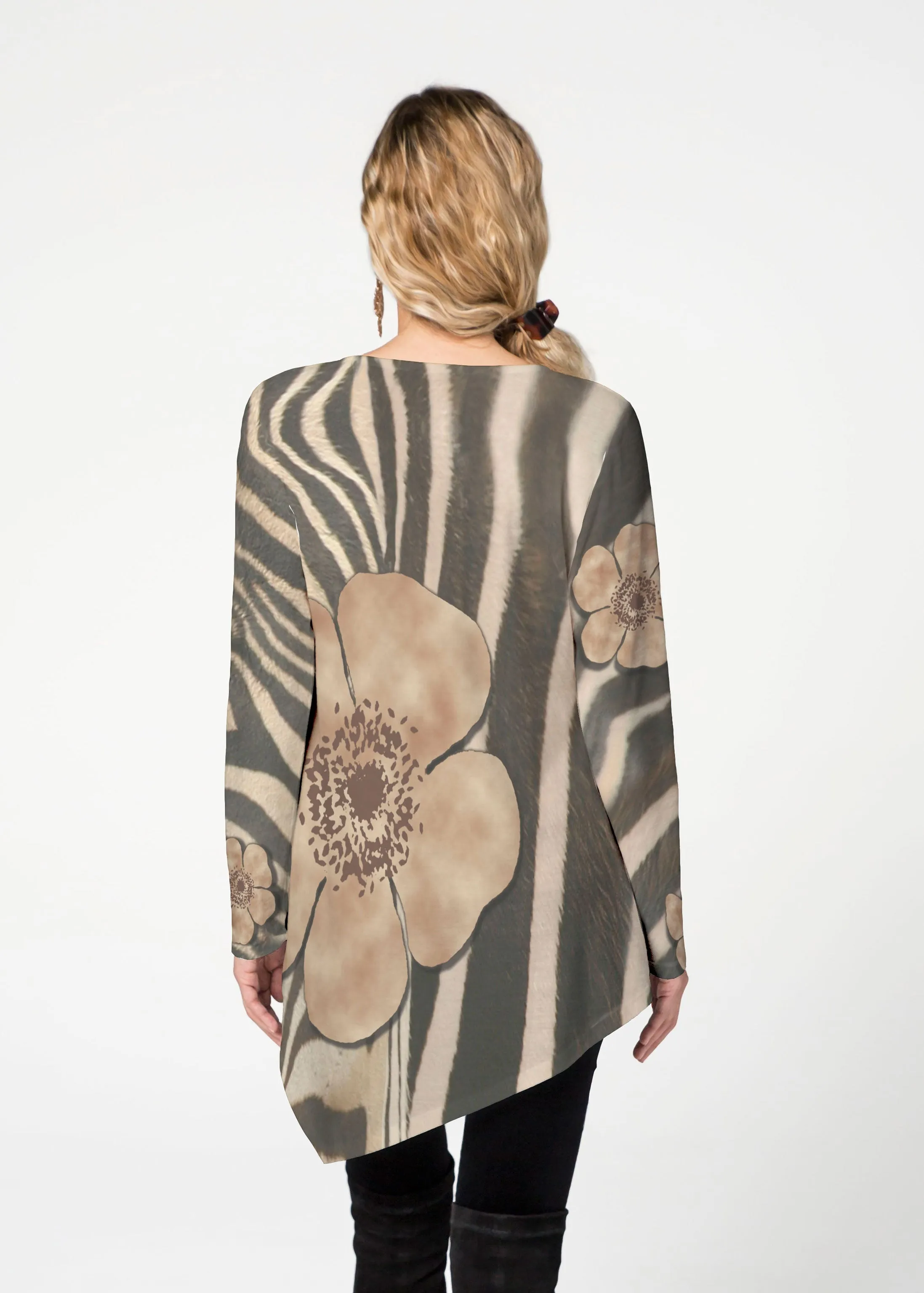 Poppy Zebra (7022) ~ Asymmetrical French Terry Tunic