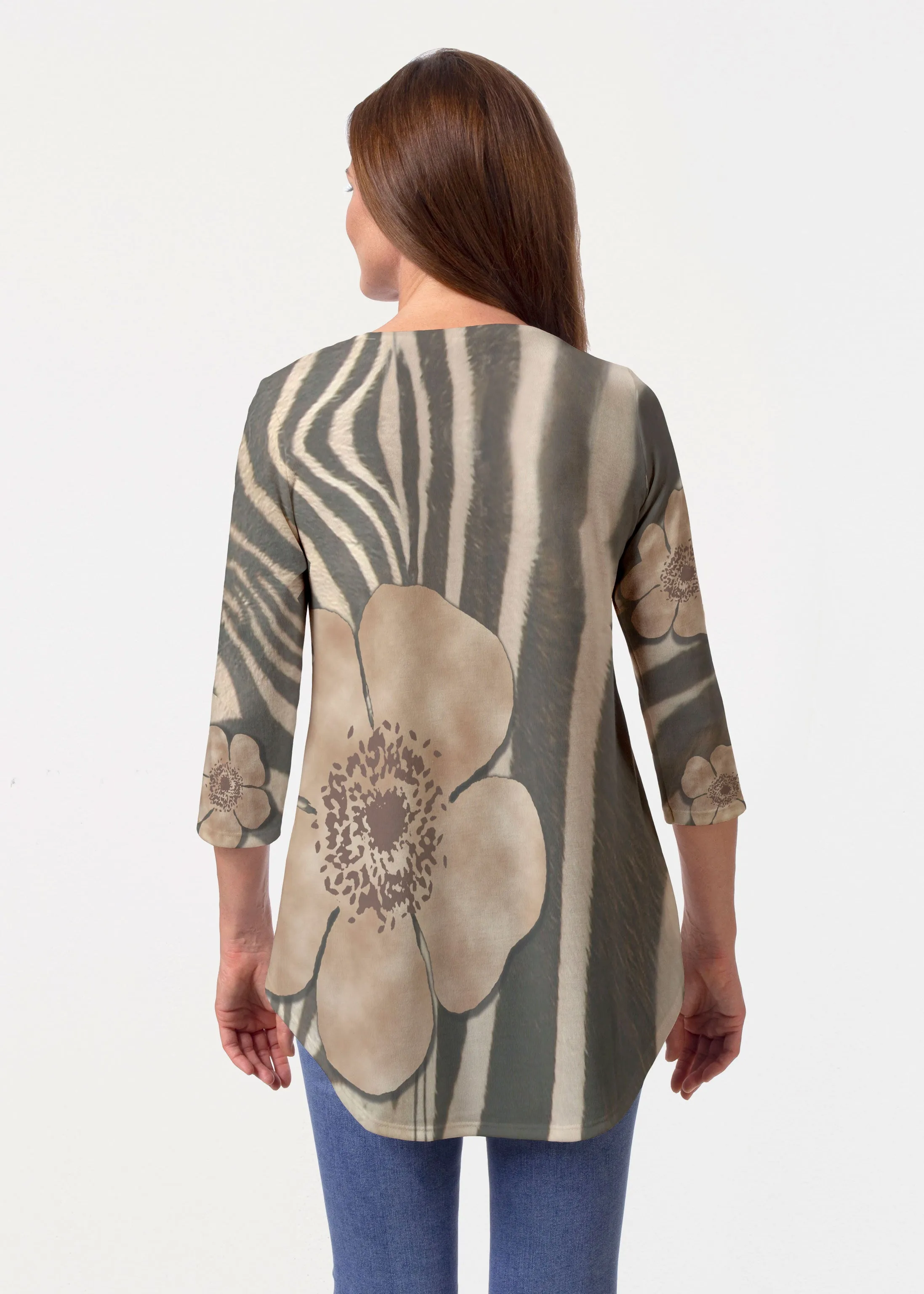 Poppy Zebra (7022) ~ Signature V-neck Flowy Tunic