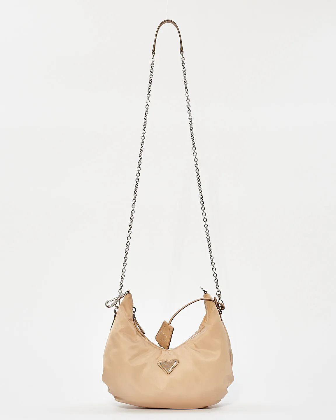 Prada Beige Nylon Tessuto 2006 Re-Edition Small Croissant Shoulder Bag