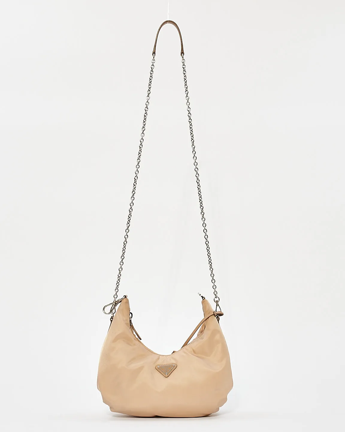 Prada Beige Nylon Tessuto 2006 Re-Edition Small Croissant Shoulder Bag
