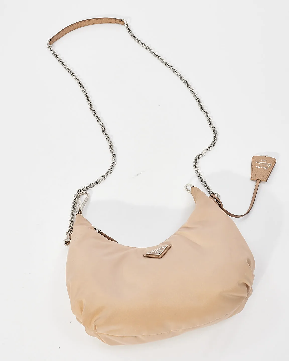 Prada Beige Nylon Tessuto 2006 Re-Edition Small Croissant Shoulder Bag