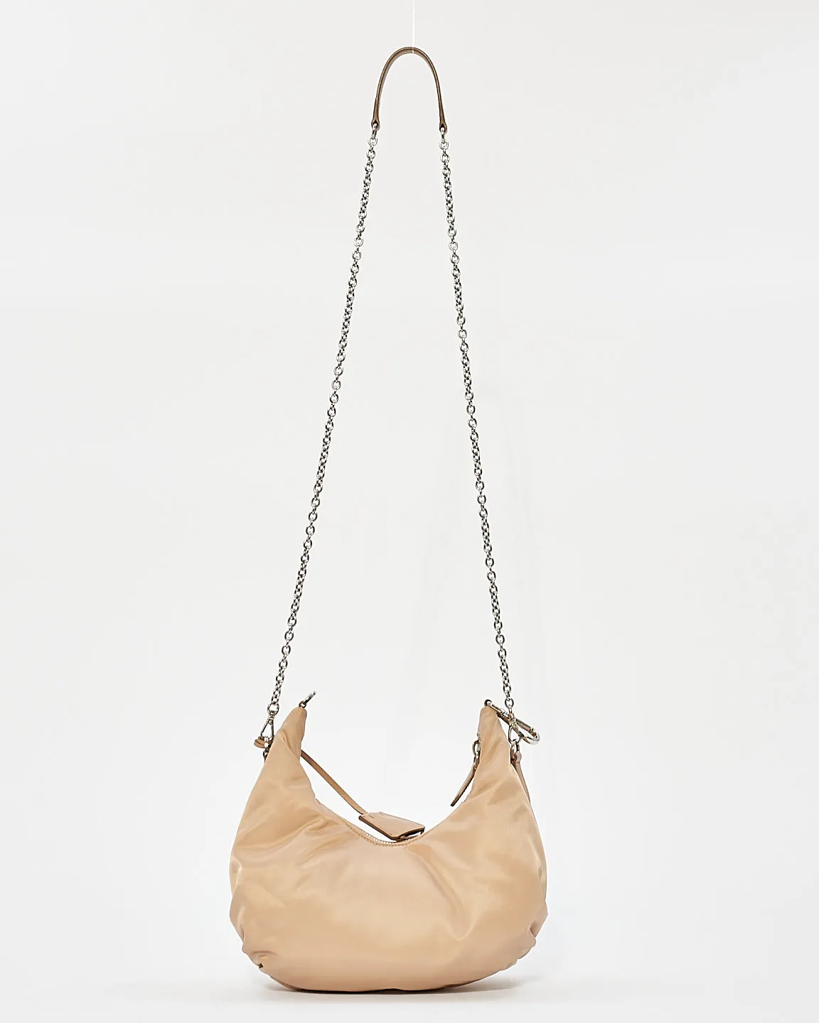 Prada Beige Nylon Tessuto 2006 Re-Edition Small Croissant Shoulder Bag