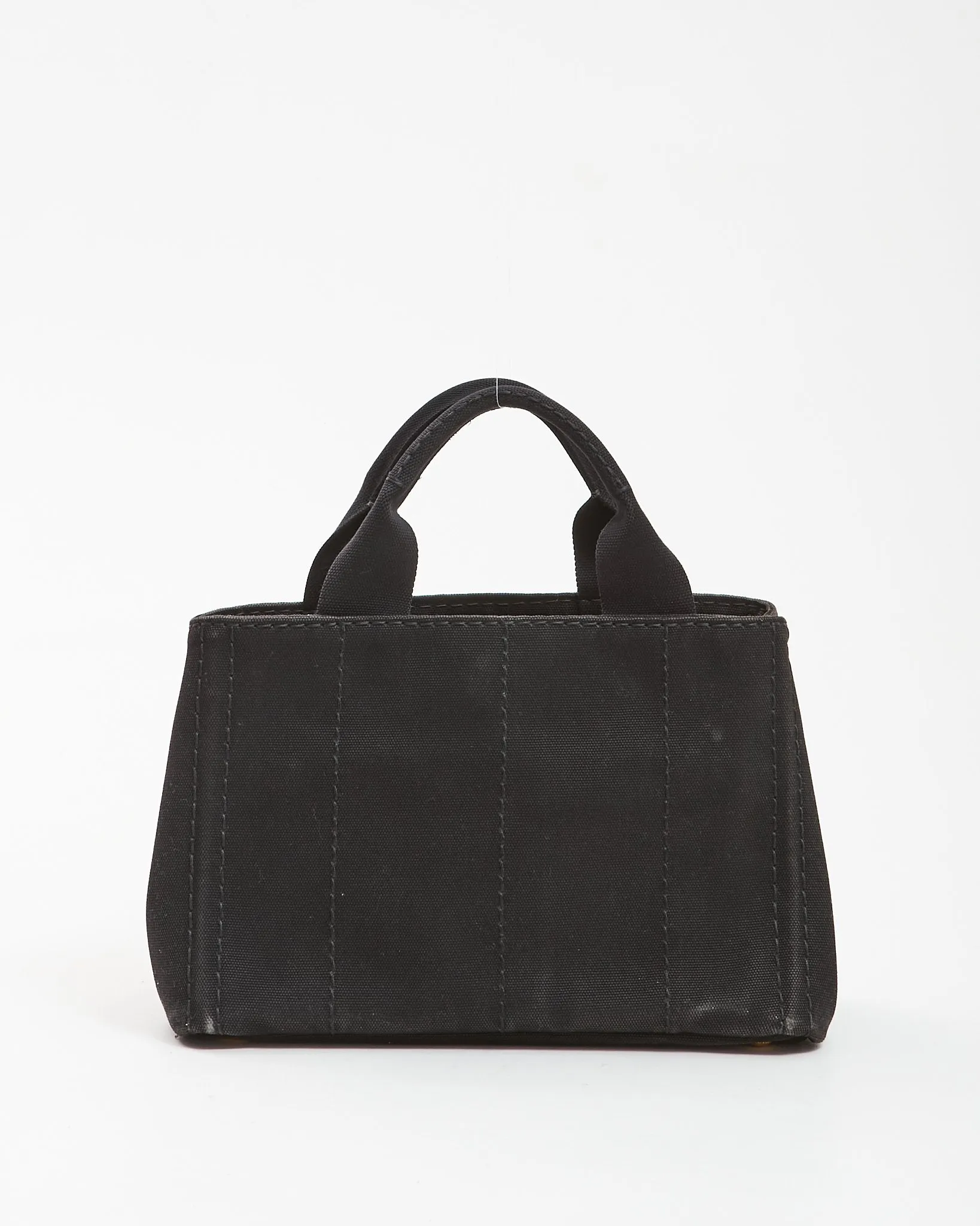 Prada Black Canvas Canapa Logo Mini Tote Bag