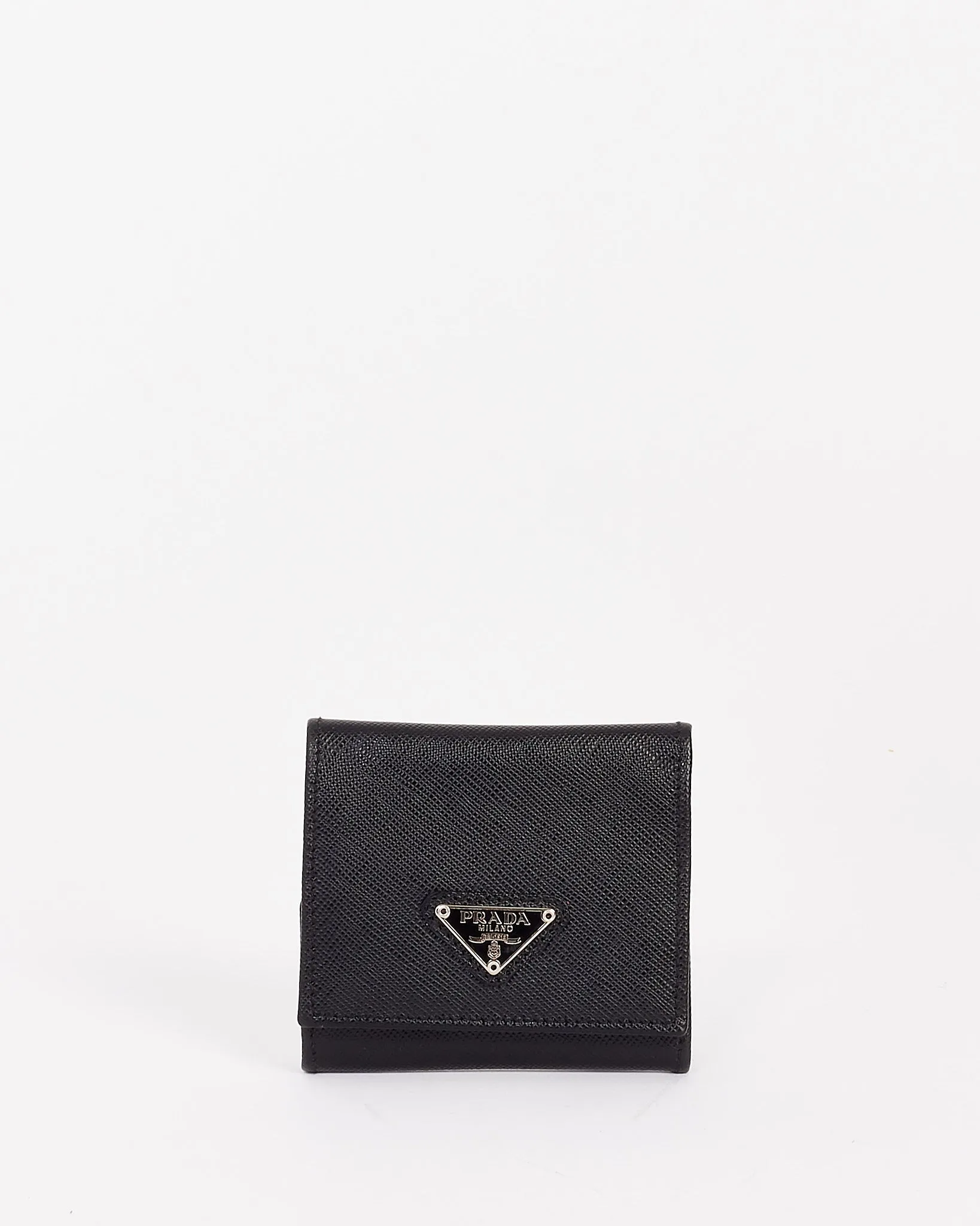 Prada Black Saffiano Leather Fold Coin Pouch