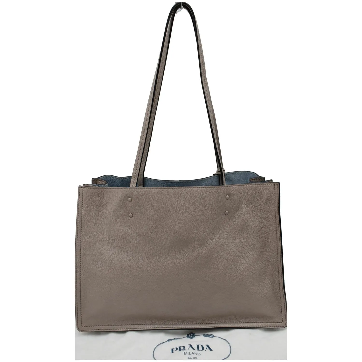 PRADA Glace Calf Leather Etiquette Tote Bag Taupe 1BG122
