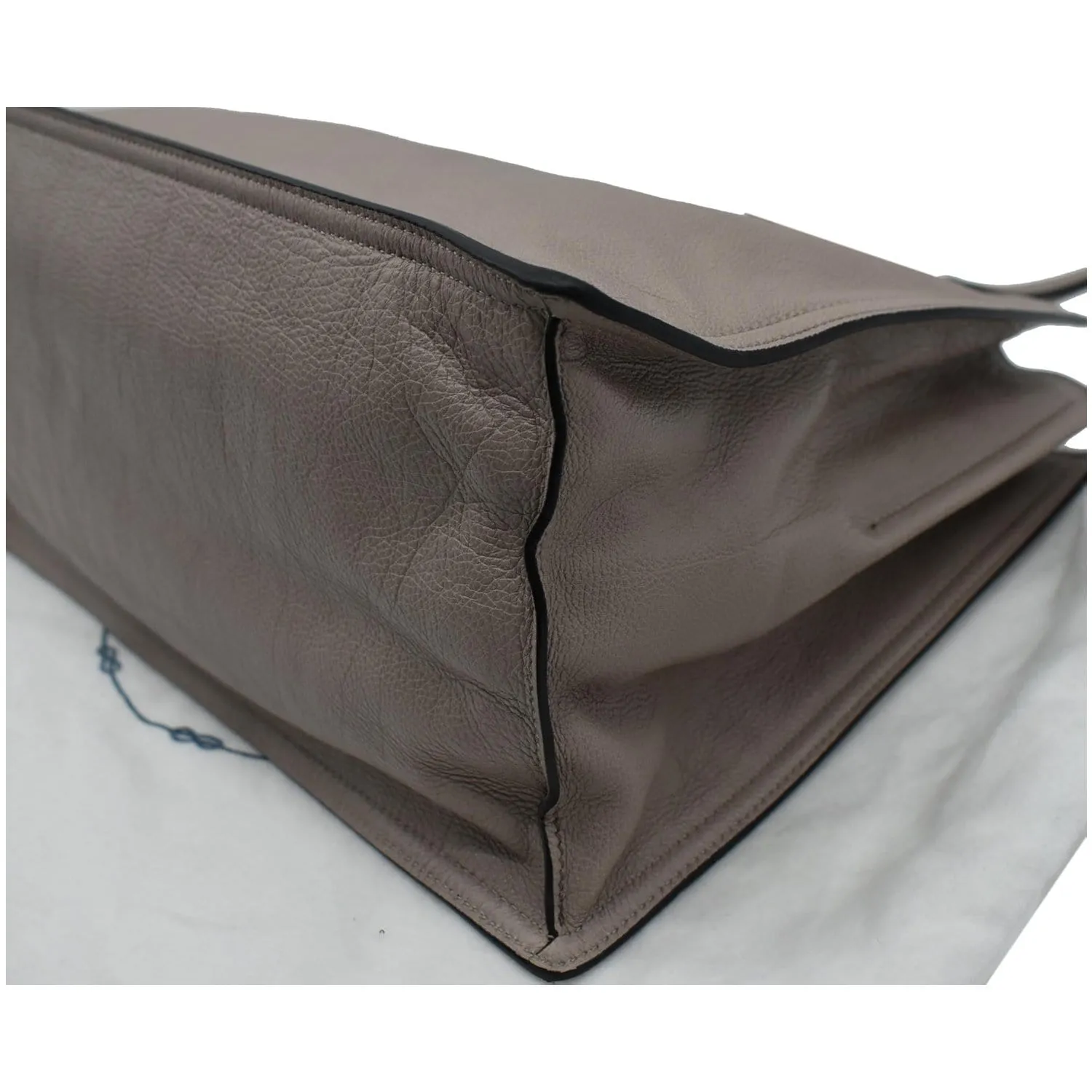 PRADA Glace Calf Leather Etiquette Tote Bag Taupe 1BG122