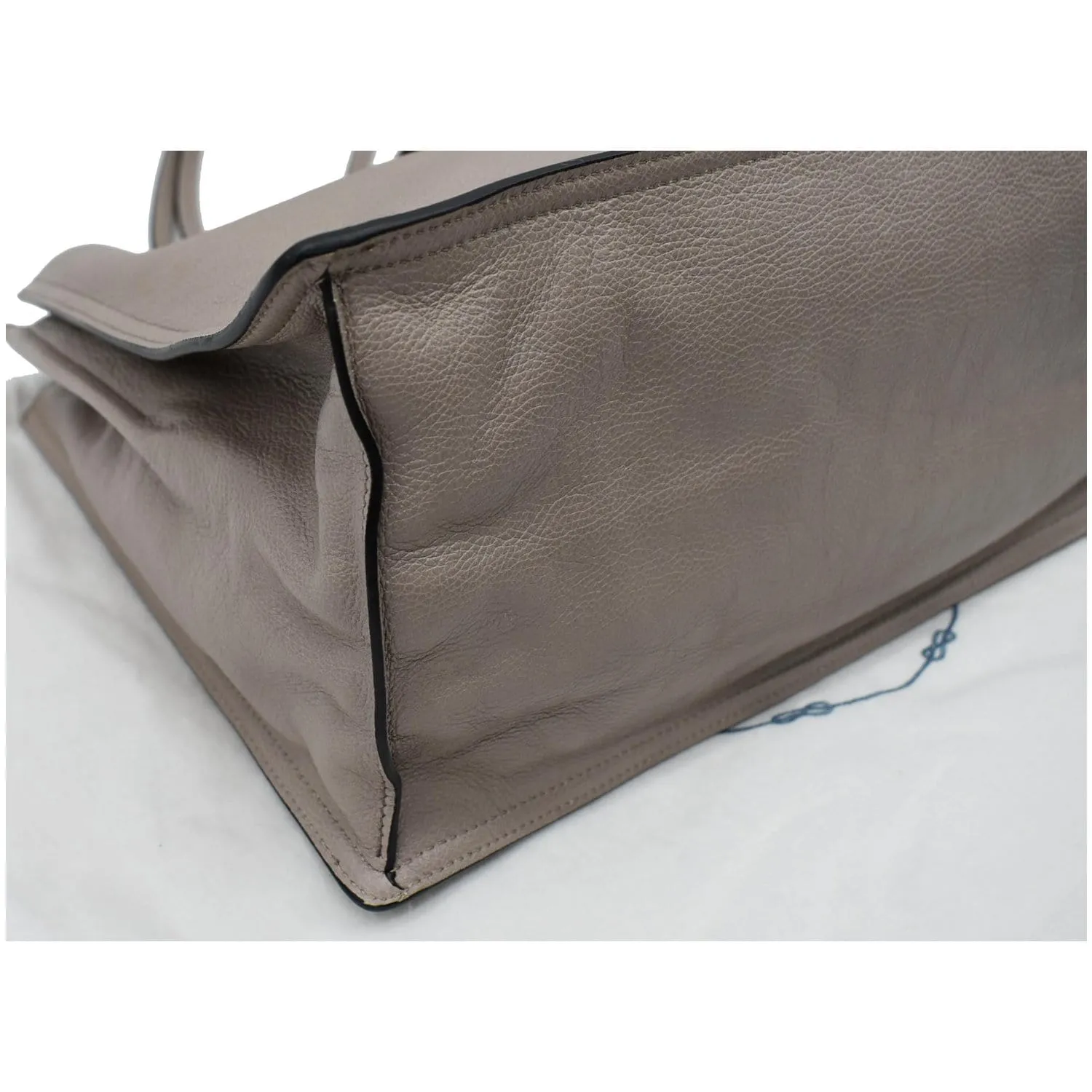 PRADA Glace Calf Leather Etiquette Tote Bag Taupe 1BG122