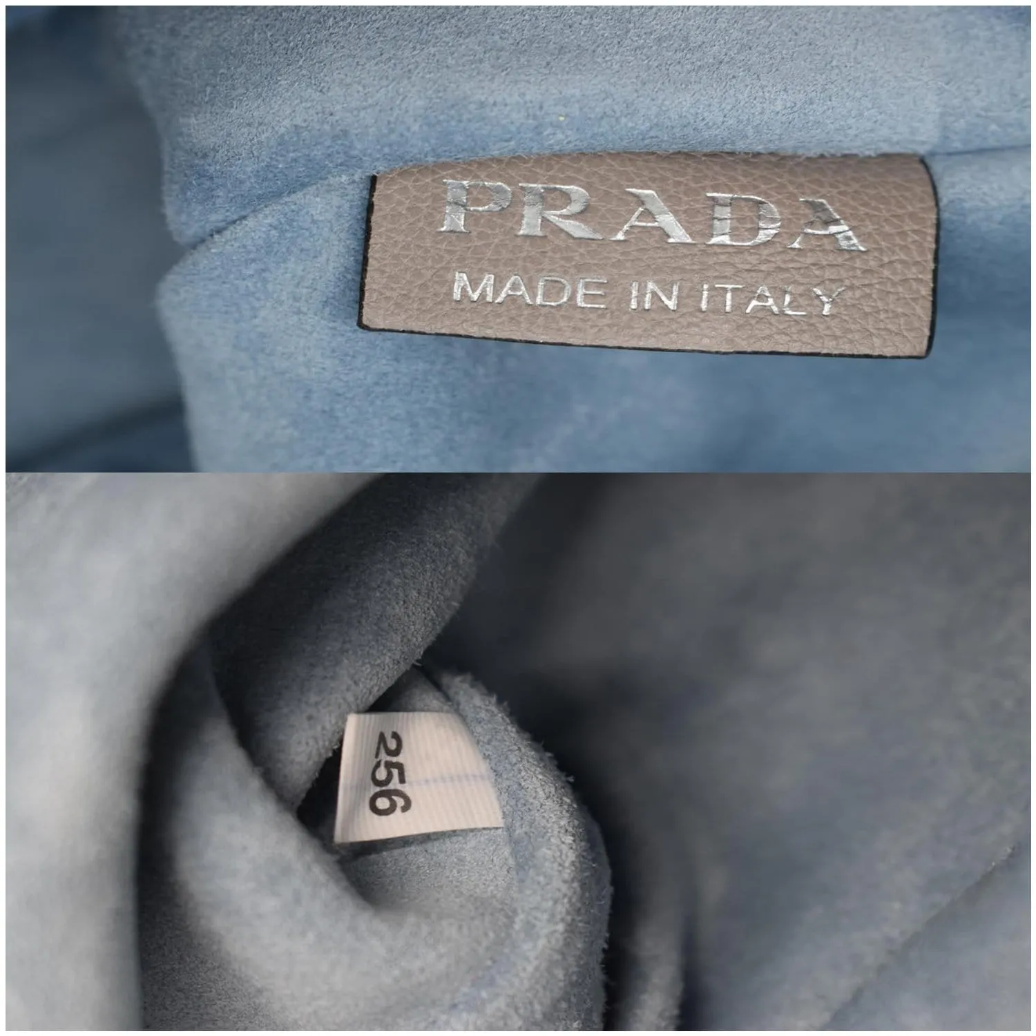 PRADA Glace Calf Leather Etiquette Tote Bag Taupe 1BG122