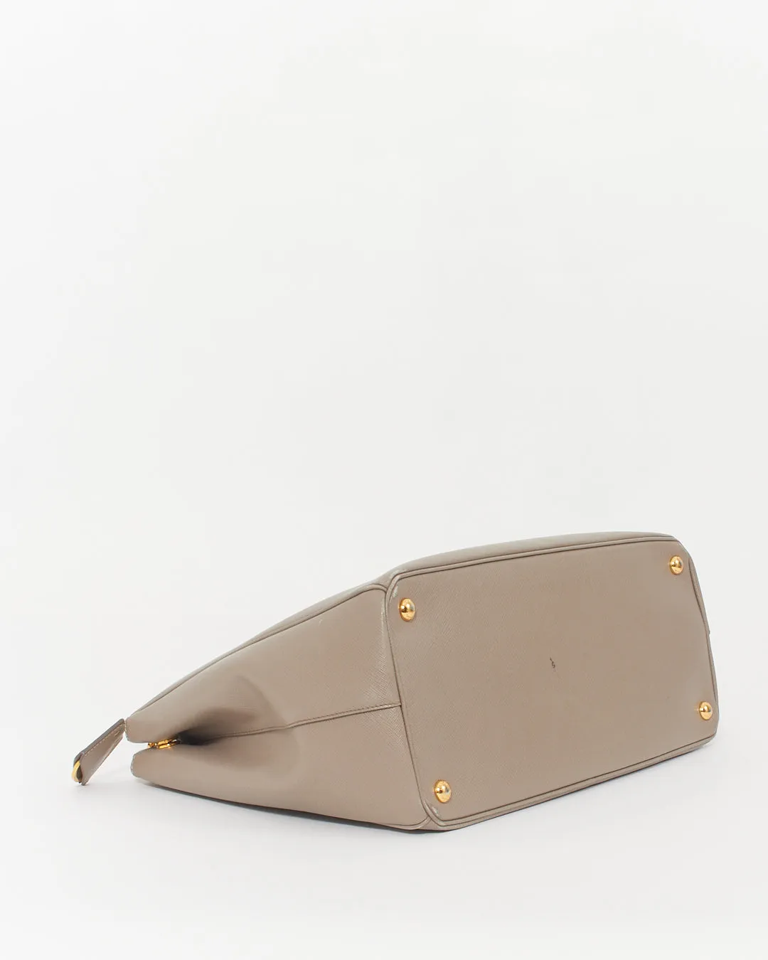 Prada Taupe Saffiano Leather Large Double Zip Galleria Tote Bag