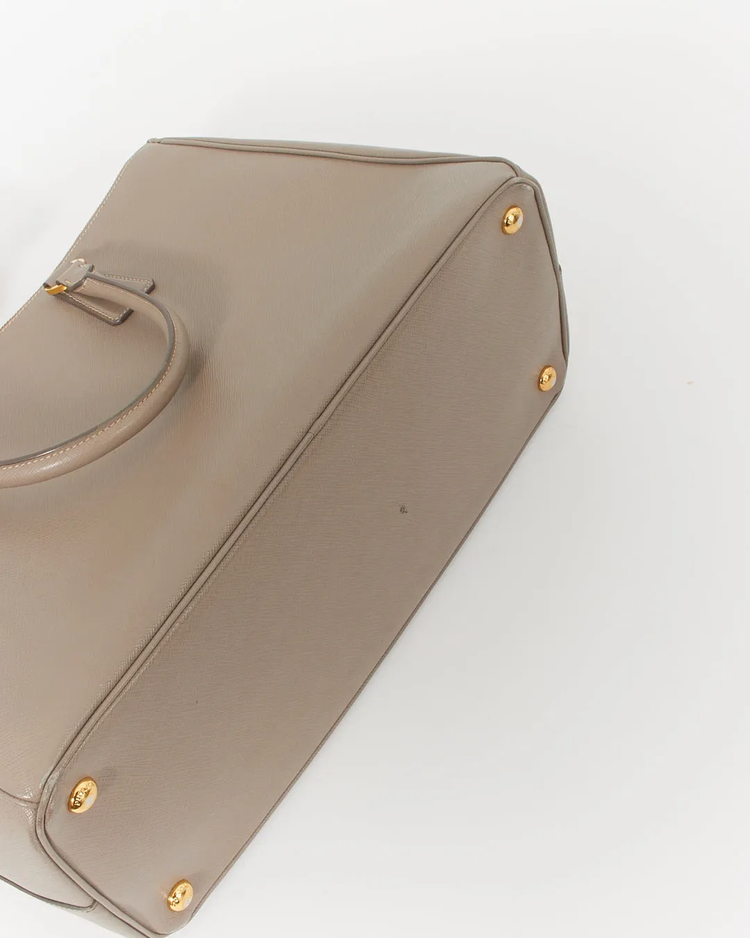 Prada Taupe Saffiano Leather Large Double Zip Galleria Tote Bag