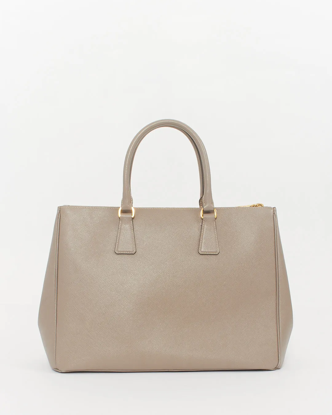 Prada Taupe Saffiano Leather Large Double Zip Galleria Tote Bag